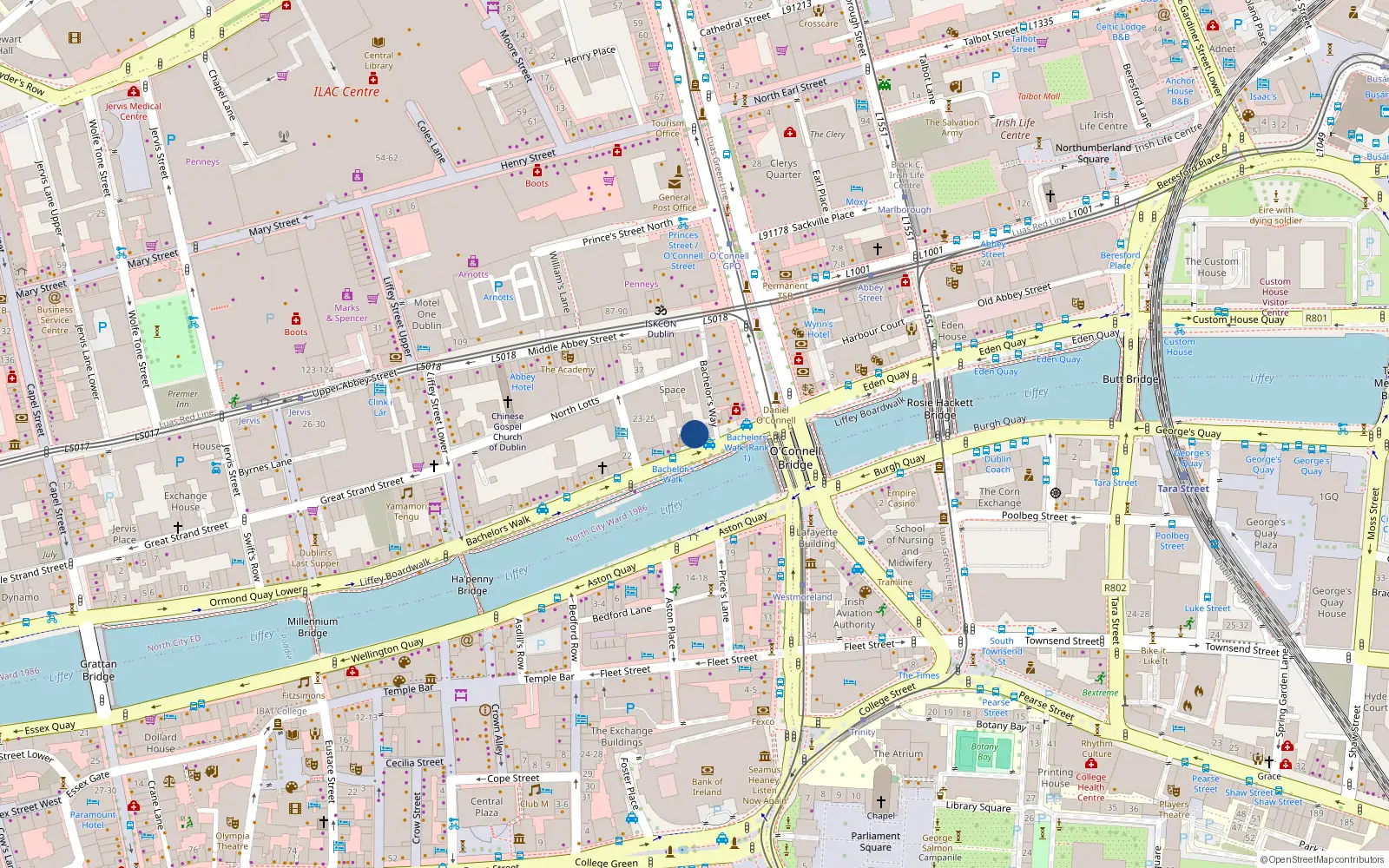 Overhead map showing the location of 281 Abbey Court, 29 Bachelors Walk, Dublin 1