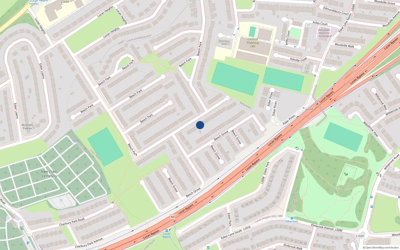 Overhead map showing the location of 282 Beech Park, Lucan