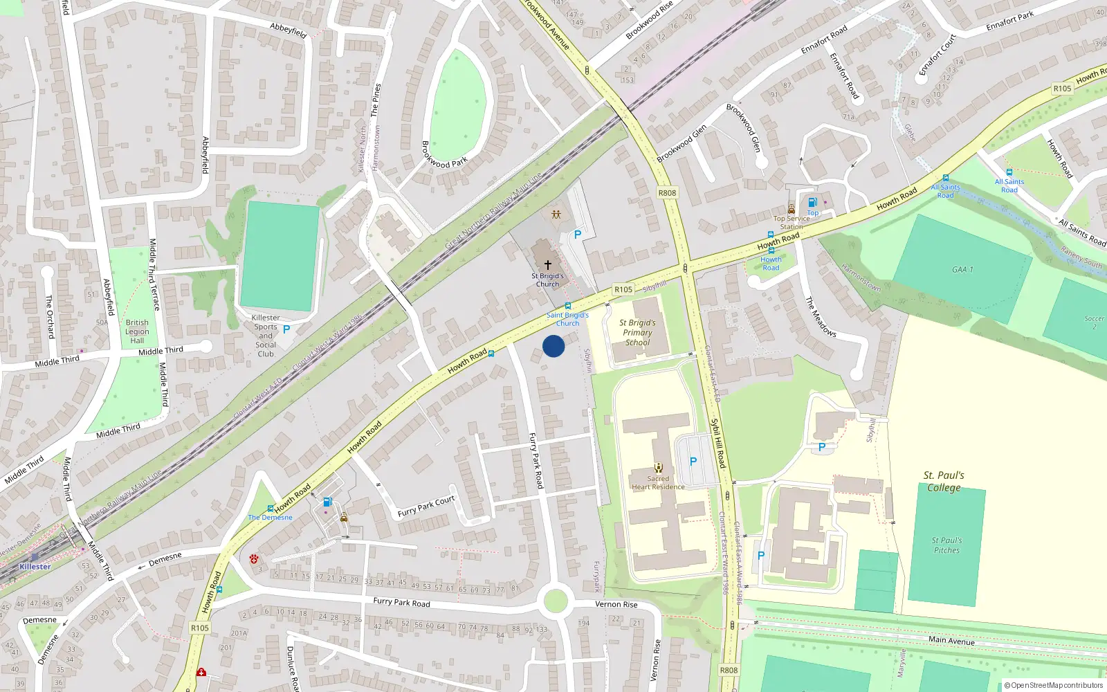 Overhead map showing the location of 285 Howth Road, Dublin 5