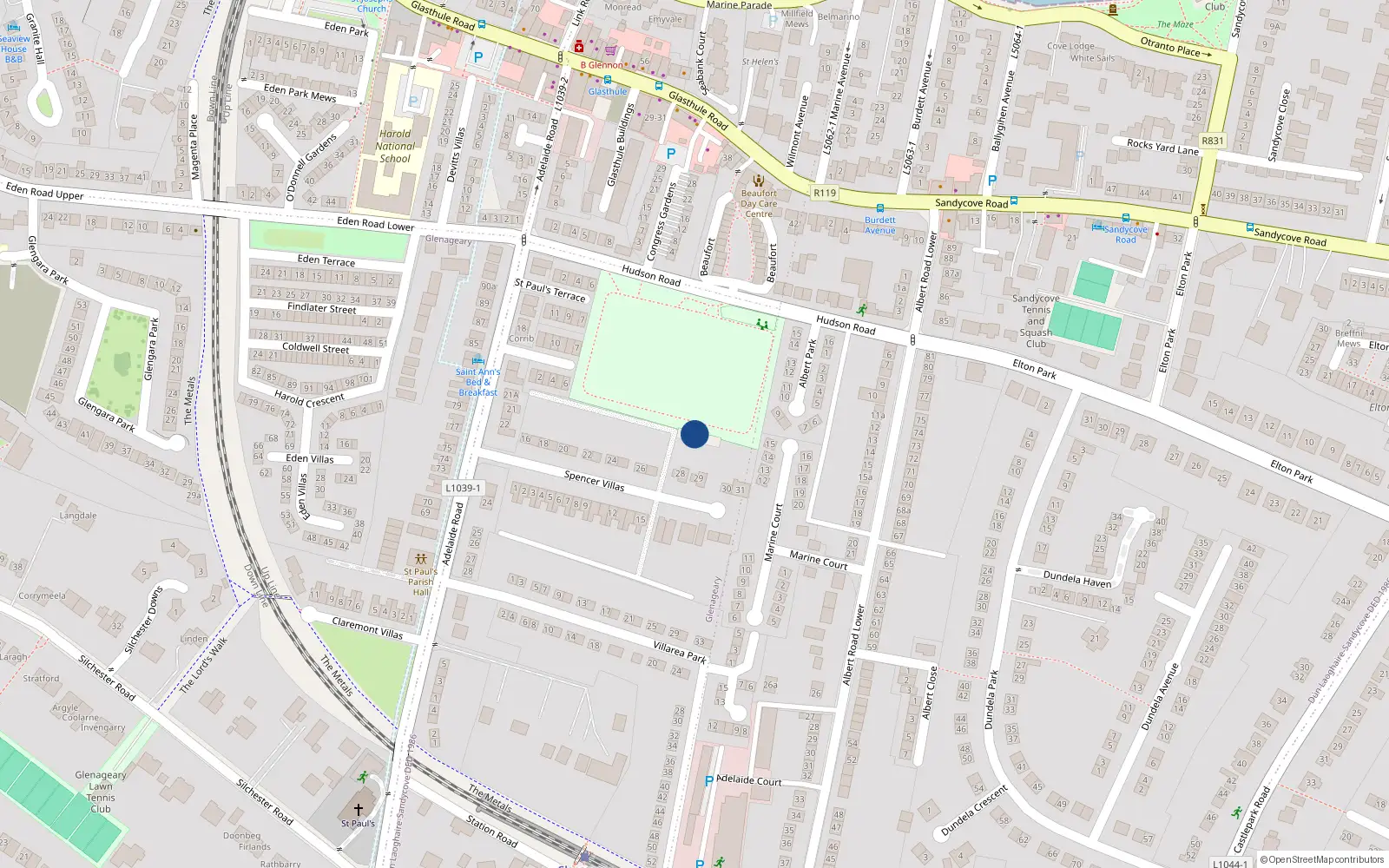 Overhead map showing the location of 28B Spencer Villas, Co Dublin