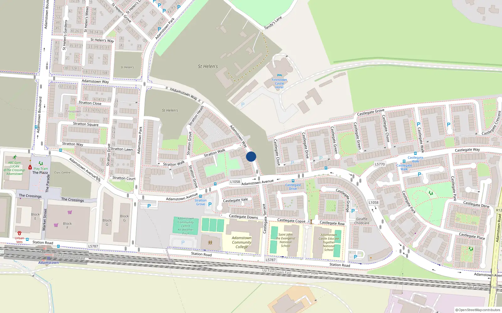 Overhead map showing the location of 29 Adamstown Way, Lucan