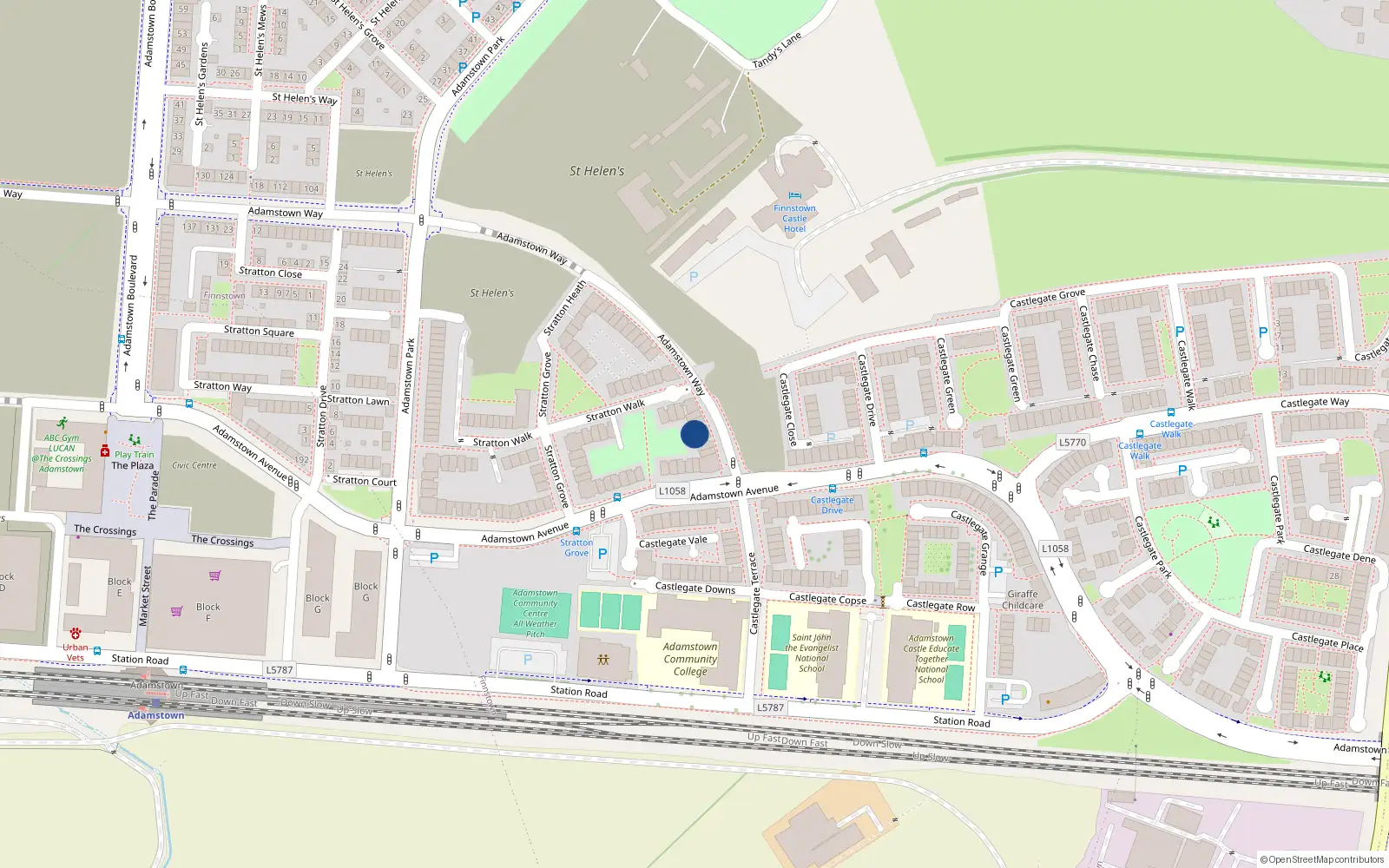Overhead map showing the location of 29 Adamstown Way, Adamstown Square, Adamstown