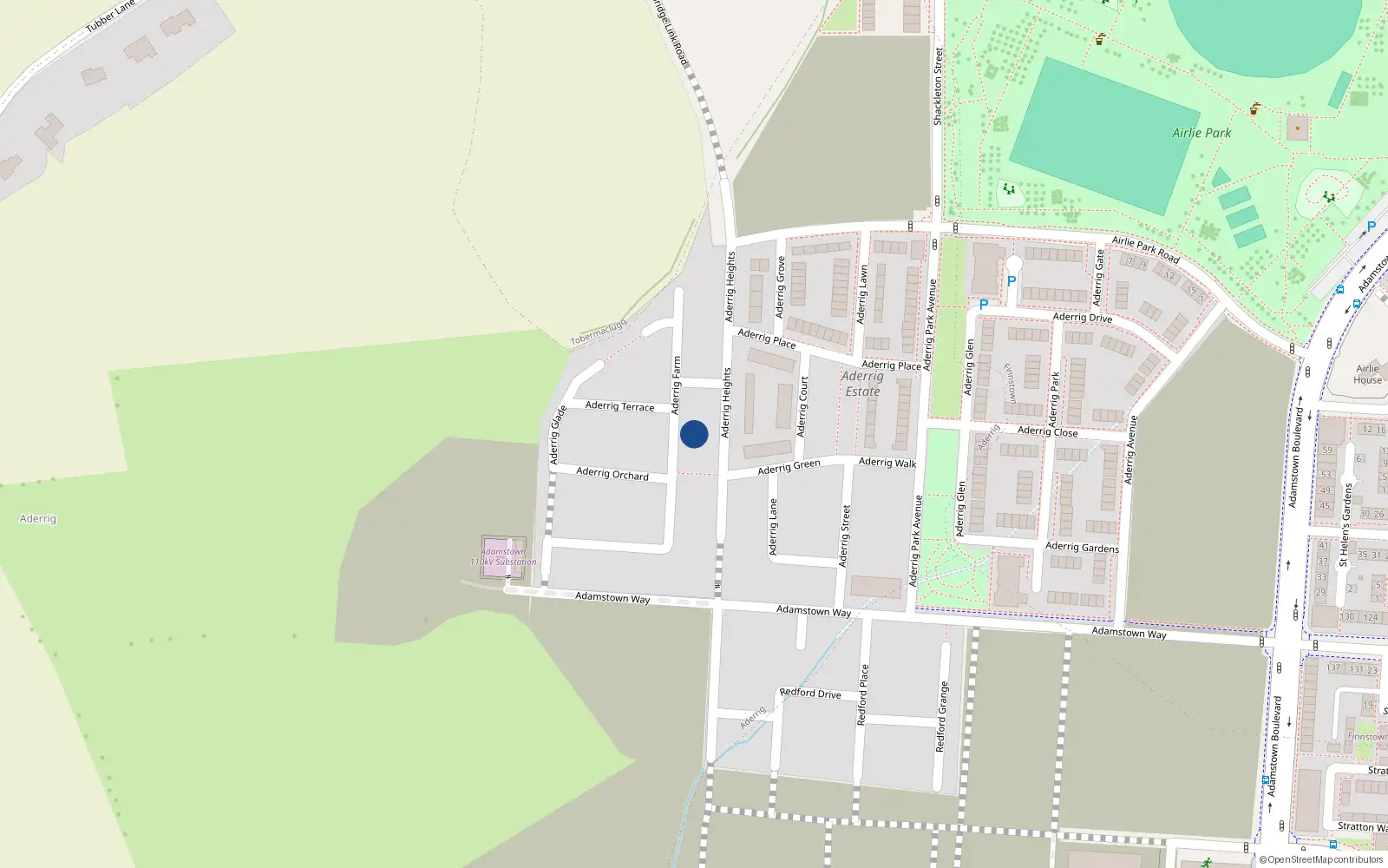 Overhead map showing the location of 29 Aderrig Farm, Lucan
