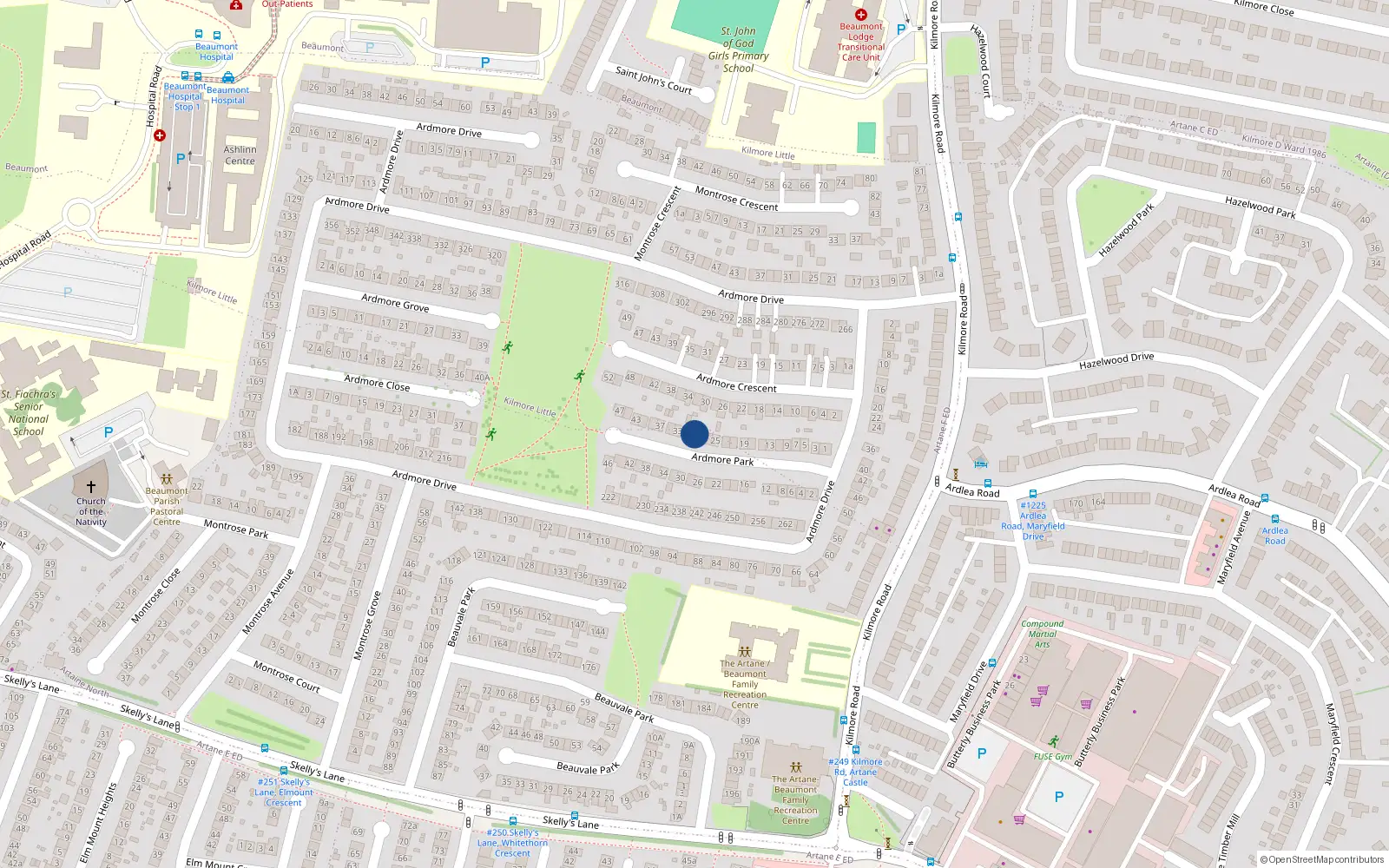 Overhead map showing the location of 29 Ardmore Park, Dublin 5