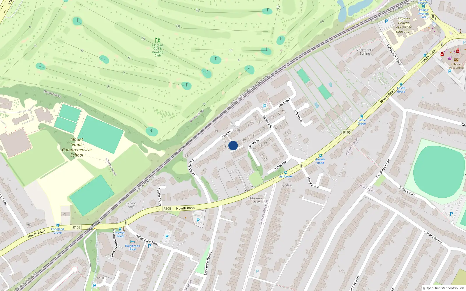 Overhead map showing the location of 29 Auburn, 118 Howth Road, Clontarf Dublin 3