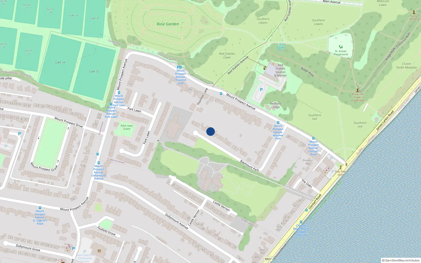 Overhead map showing the location of 29 Baymount Park, Dublin 3