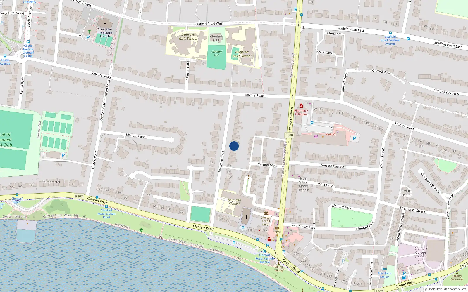 Overhead map showing the location of 29 Belgrove Road, Dublin 3