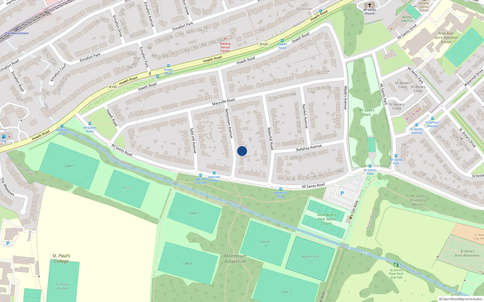 Overhead map showing the location of 29 Bettystown Avenue, Dublin 5
