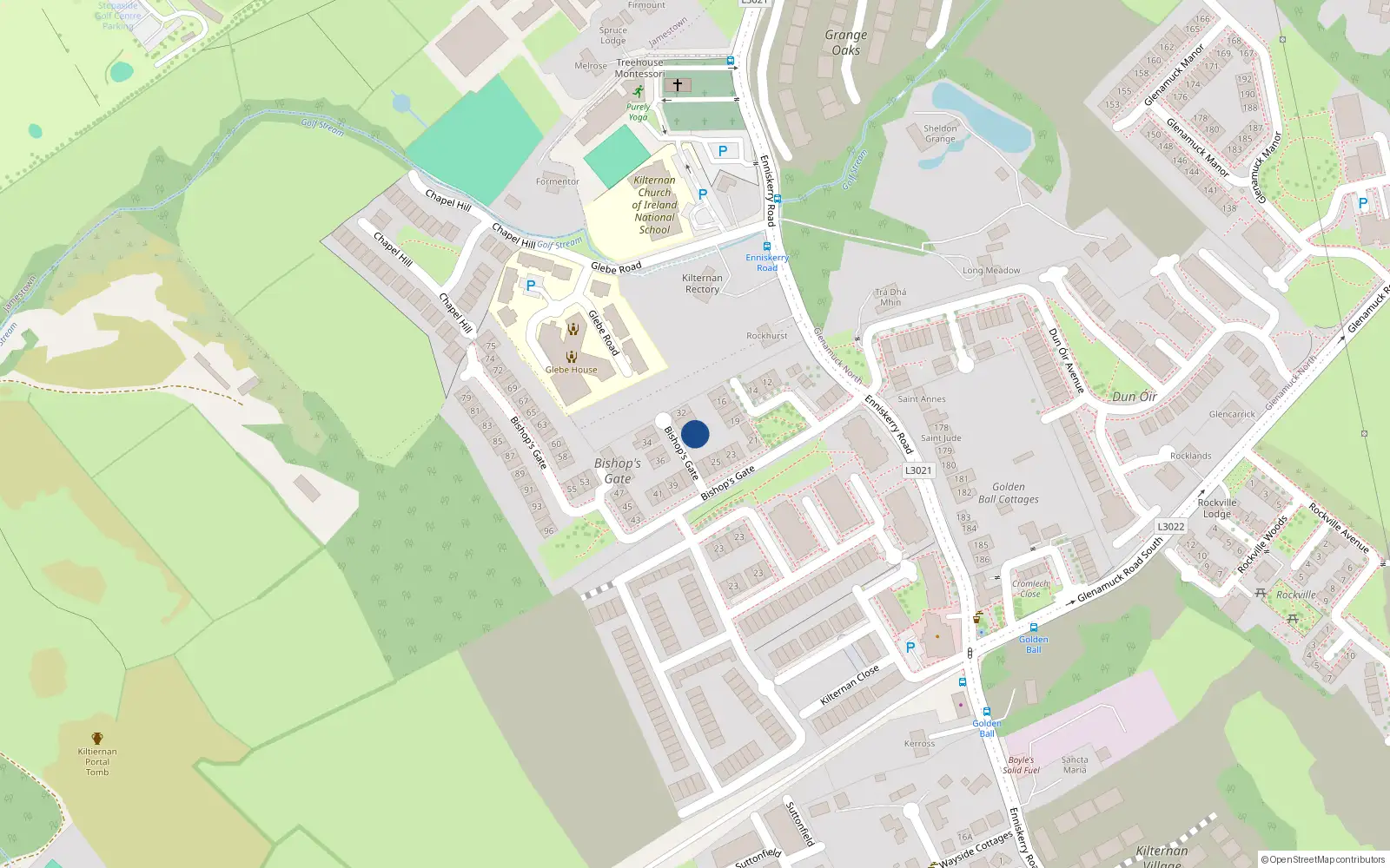 Overhead map showing the location of 29 Bishops Gate, Kilternan