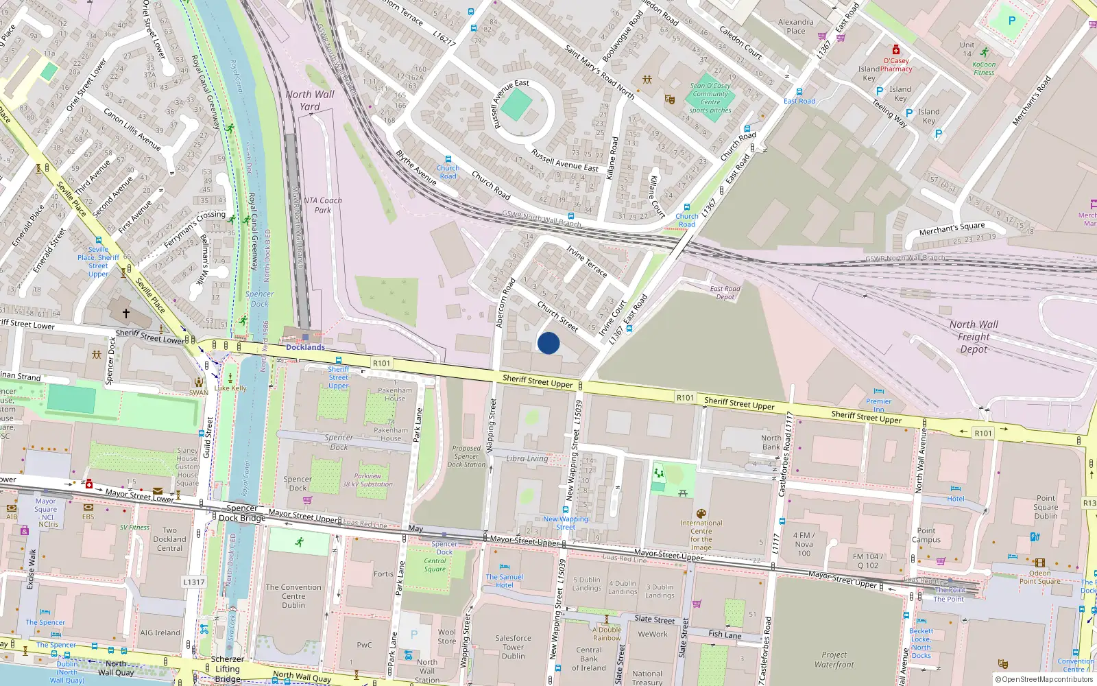 Overhead map showing the location of 29 Block A Cannon Hall, Church Street East, Dublin 3