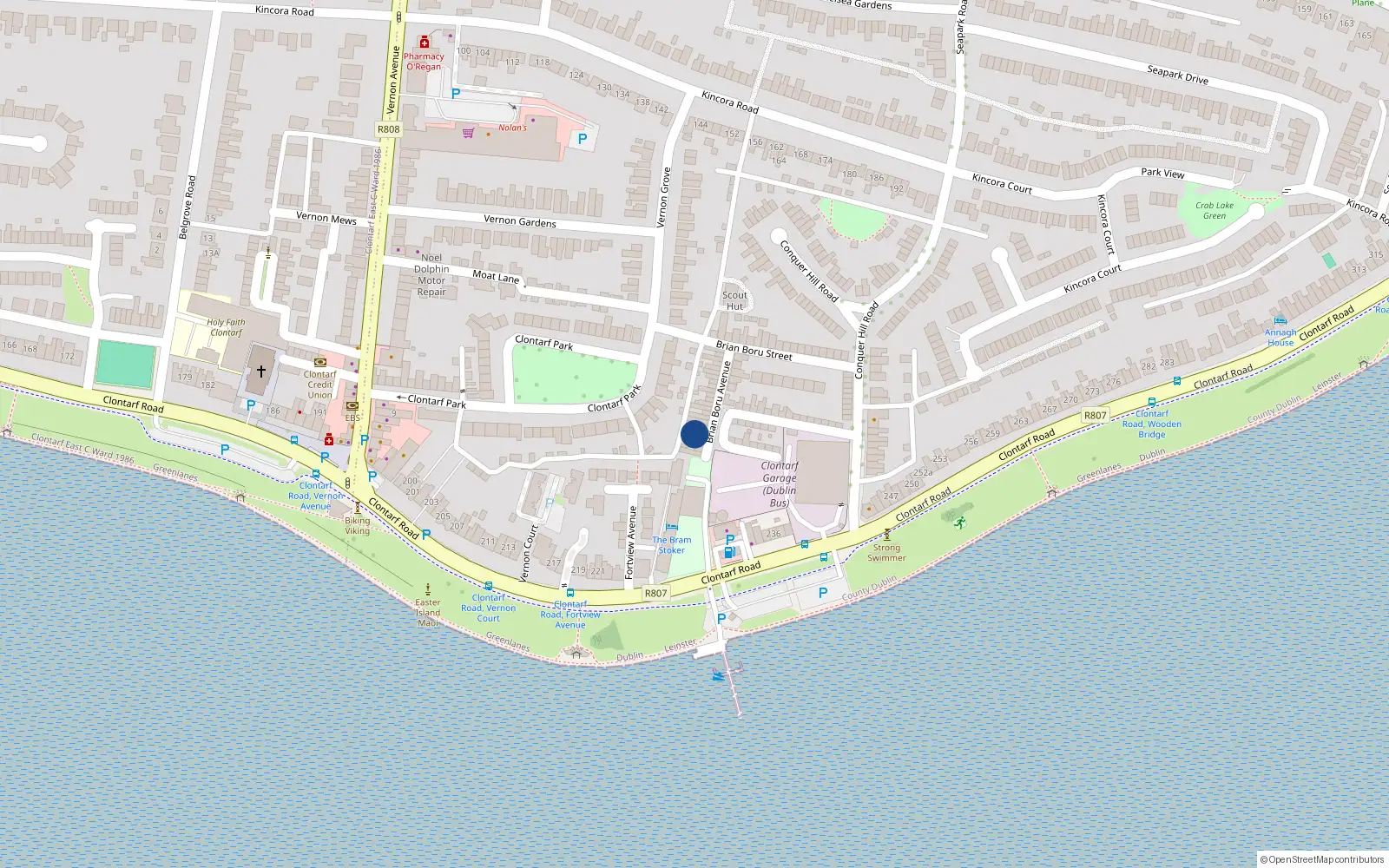 Overhead map showing the location of 29 Brian Boru Avenue, Dublin 3