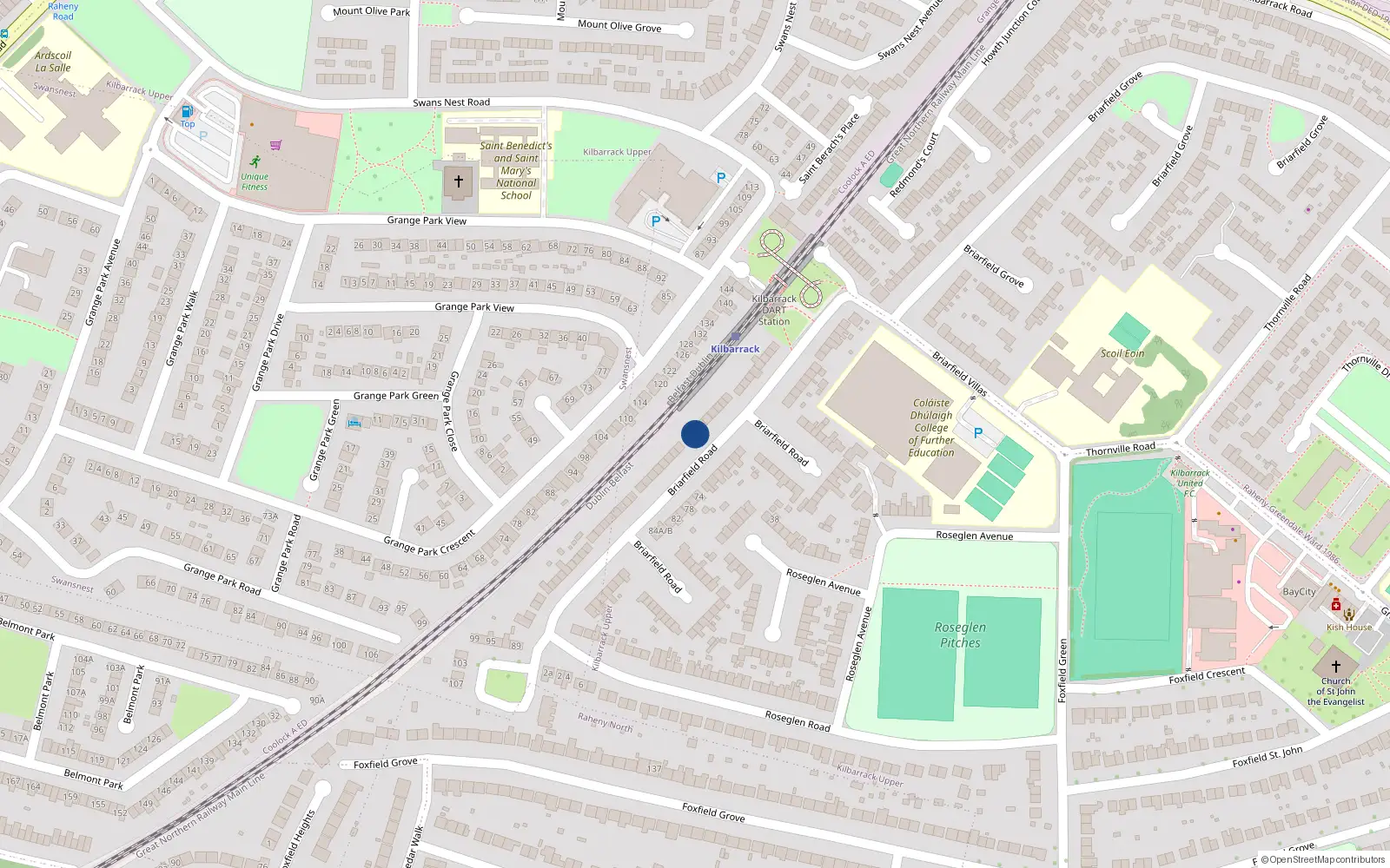 Overhead map showing the location of 29 Briarfield Road, Kilbarrack, Dublin 5