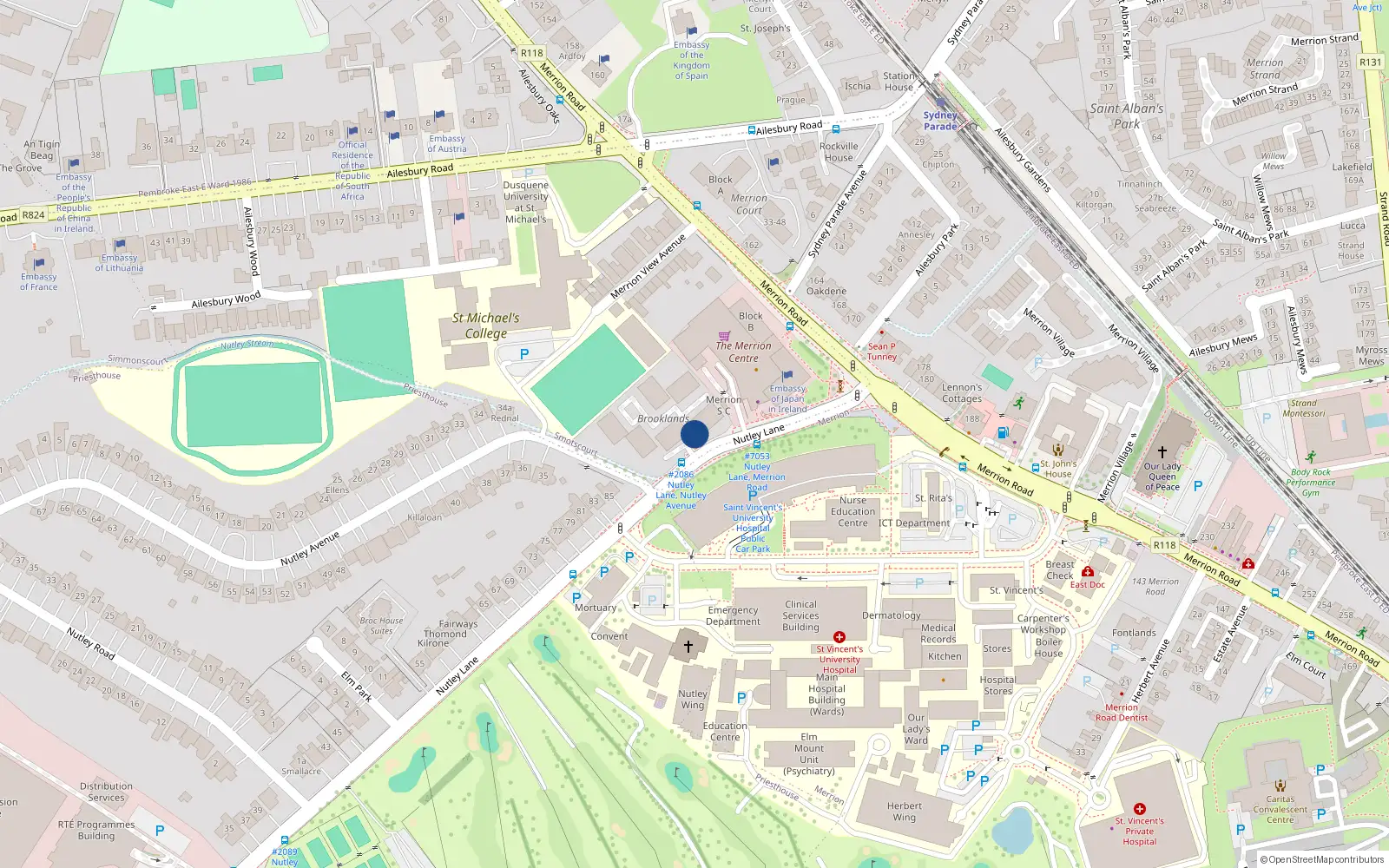 Overhead map showing the location of 29 Brooklands, Merrion