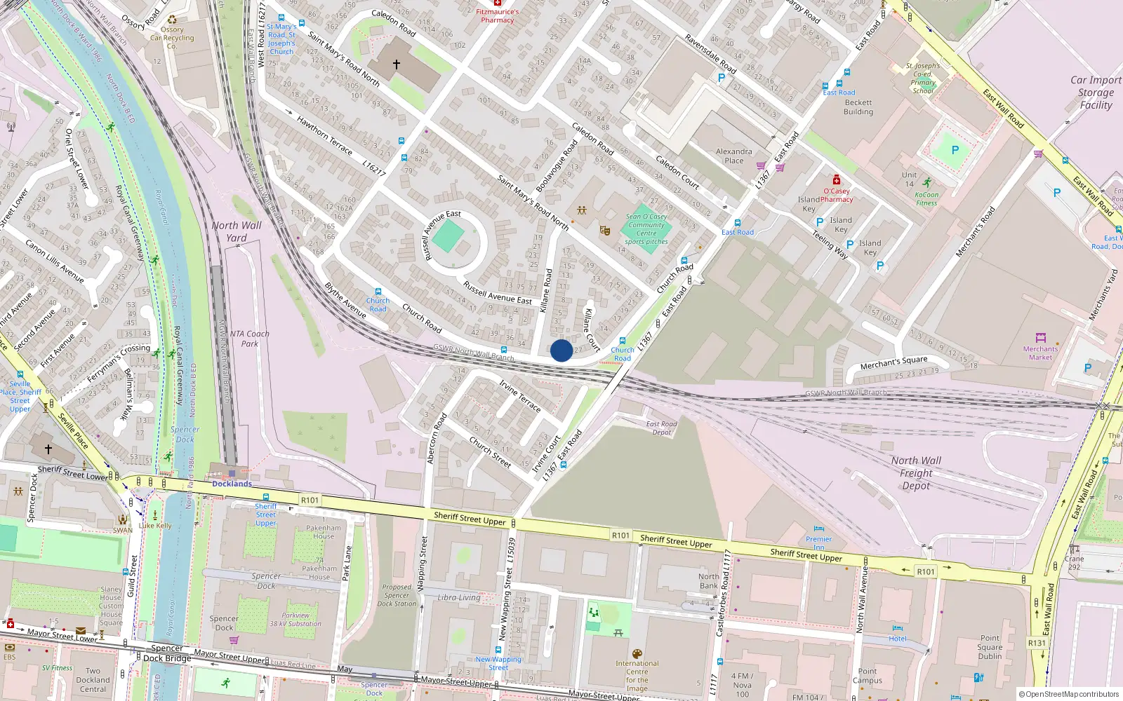 Overhead map showing the location of 29 Church Road, Dublin 3