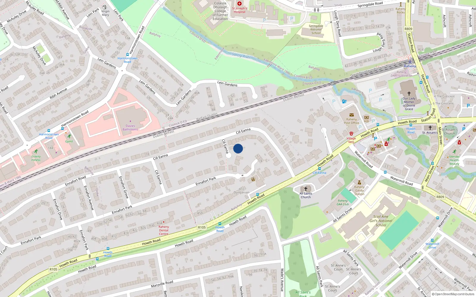 Overhead map showing the location of 29 Cill Eanna, Dublin 5
