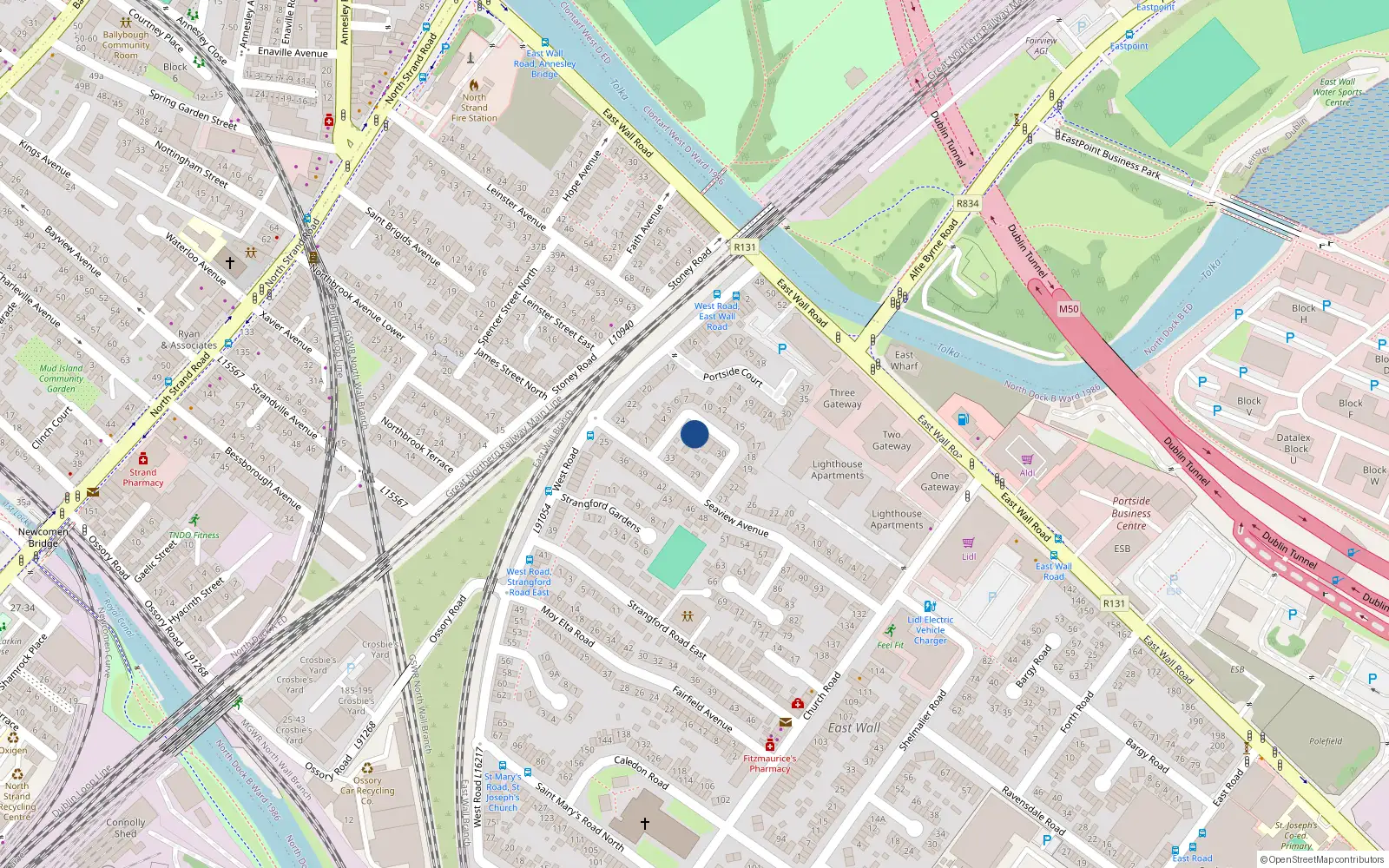 Overhead map showing the location of 29 Crescent Gardens, Dublin 3