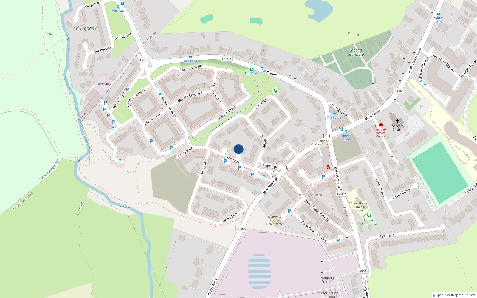 Overhead map showing the location of 29 Crosforge, Saggart