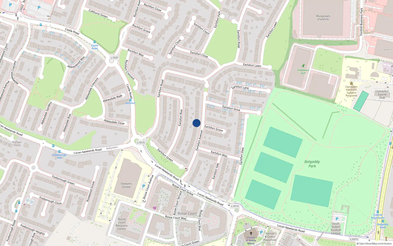 Overhead map showing the location of 29 Earlsfort Avenue, Lucan, Dublin