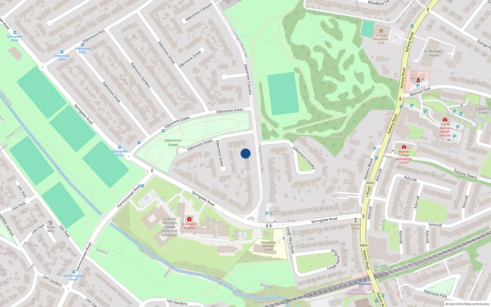 Overhead map showing the location of 29 Edenmore Crescent, Dublin 5