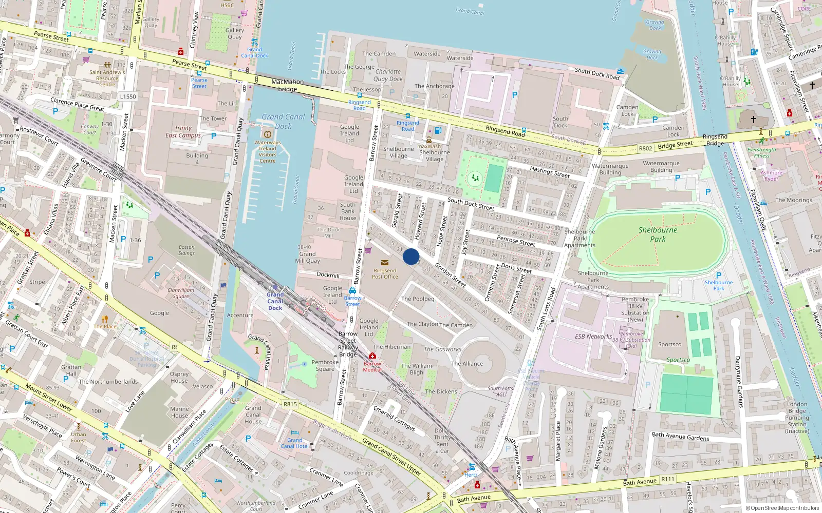 Overhead map showing the location of 29 Gordon Street, Dublin 4