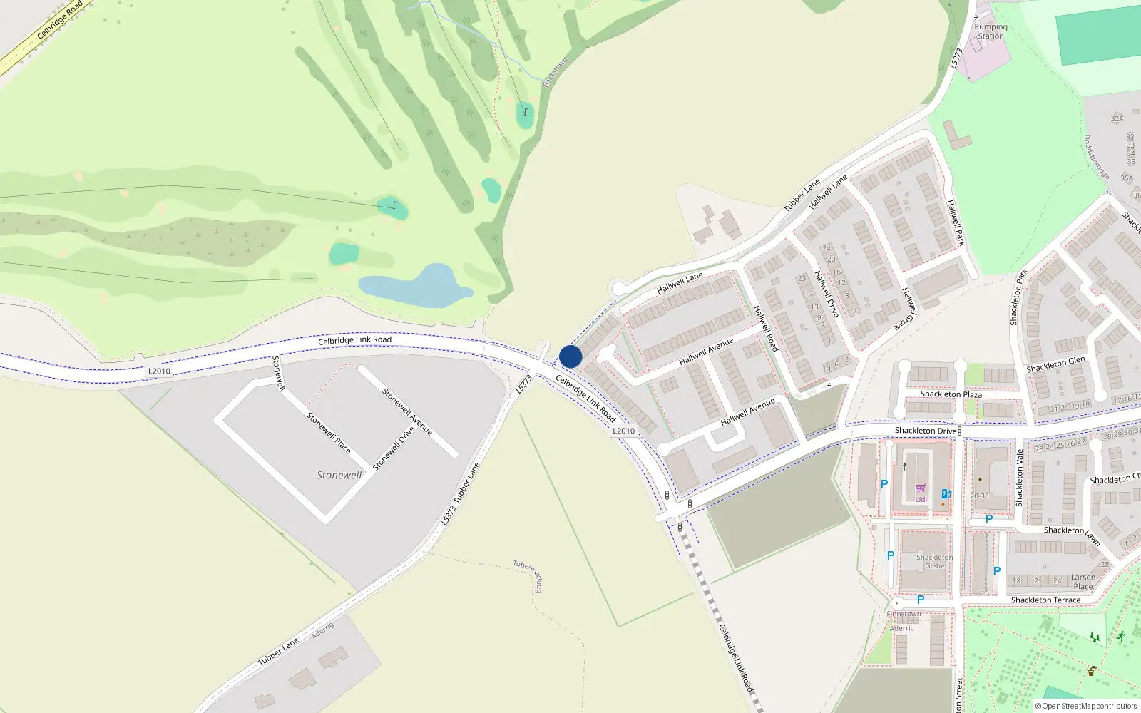 Overhead map showing the location of 29 Hallwell Green, Lucan