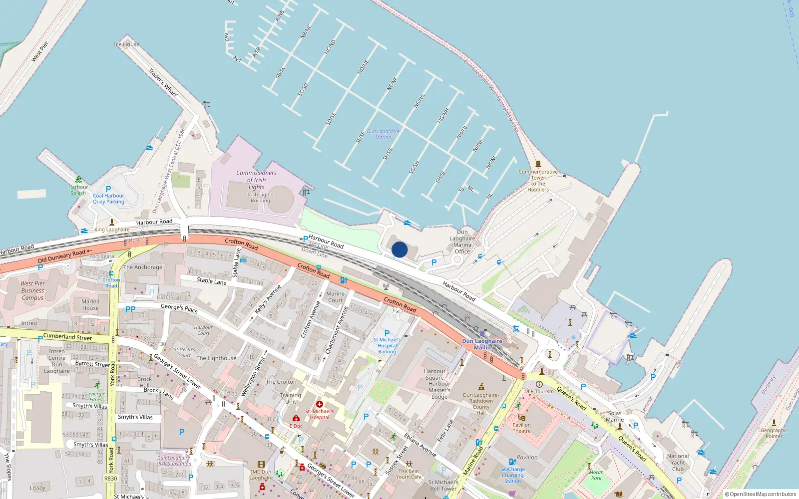 Overhead map showing the location of 29 Harbour Road, Dublin