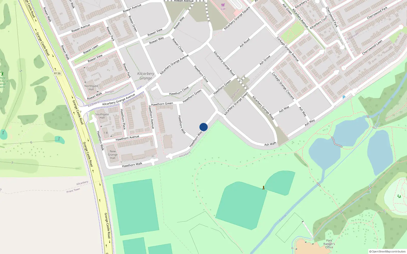 Overhead map showing the location of 29 Hawthorn Way, Clondalkin