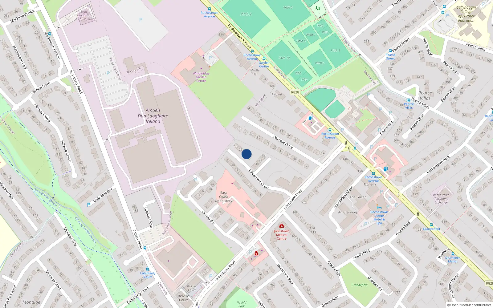 Overhead map showing the location of 29 Johnstown Court, Dublin