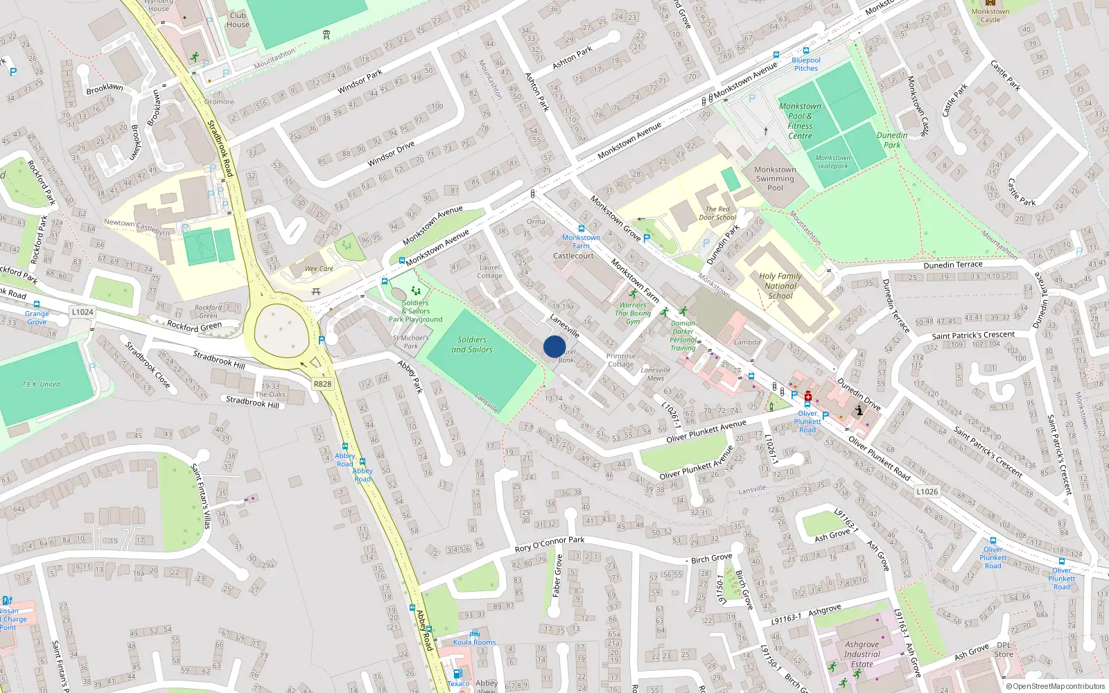 Overhead map showing the location of 29 Laurel Bank, Lanesville, Dun Laoghaire