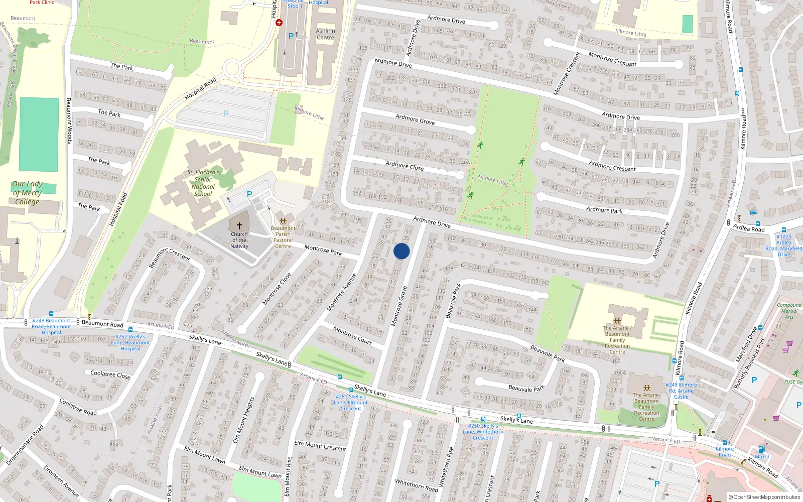 Overhead map showing the location of 29 Montrose Grove, Dublin 5