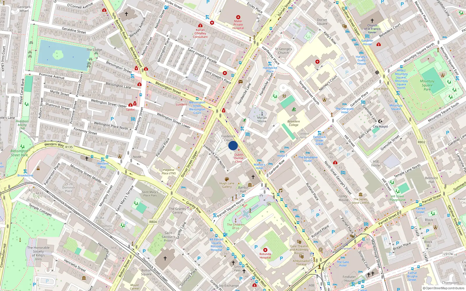 Overhead map showing the location of 29 Frederick Street North, Dublin 1