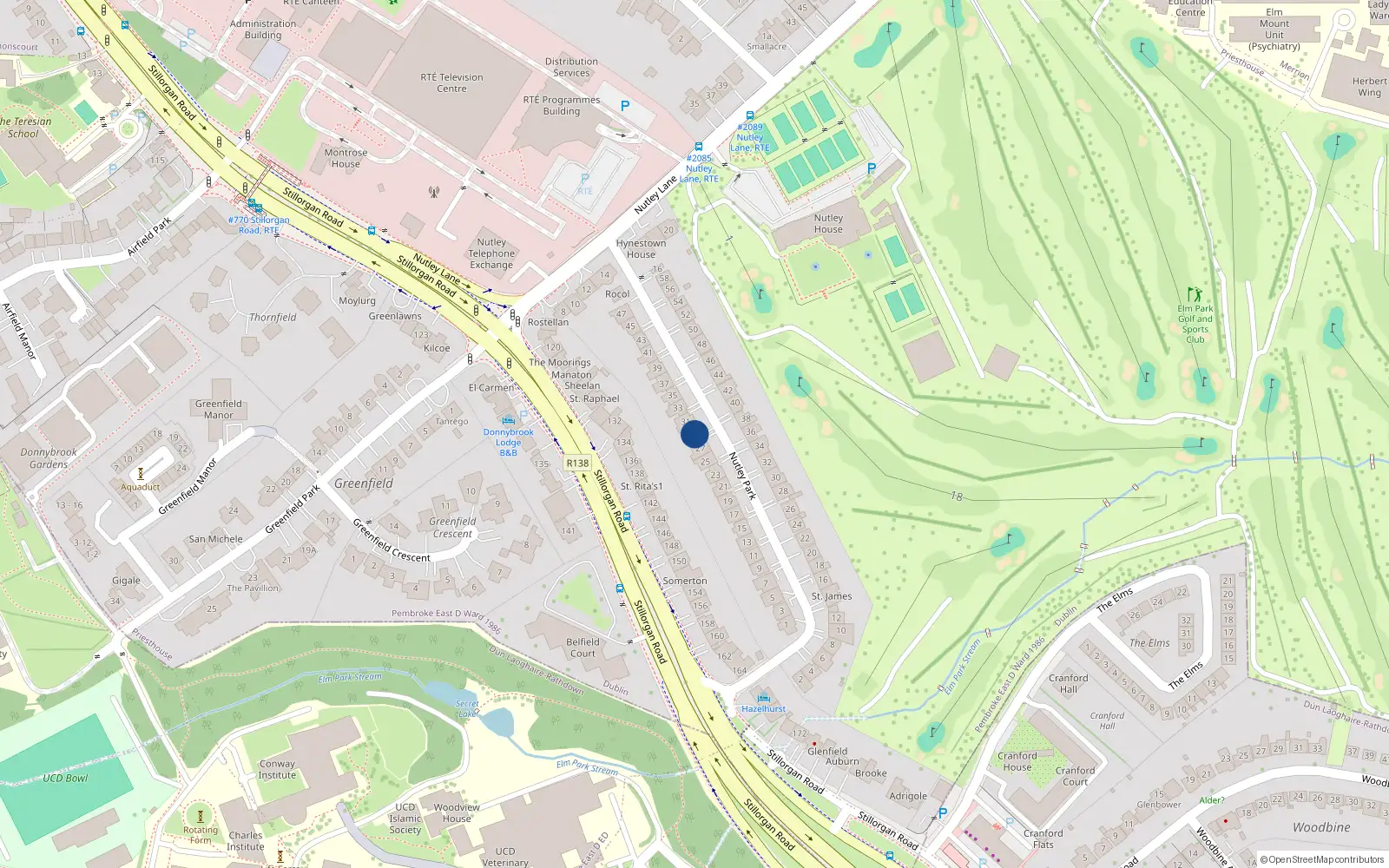 Overhead map showing the location of 29 Nutley Park, Priesthouse