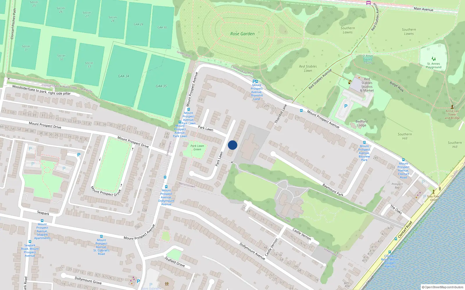 Overhead map showing the location of 29 Park Lawn, Clontarf, Dublin 3