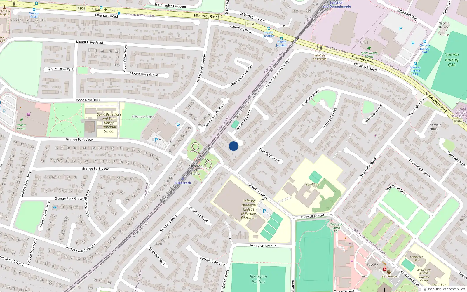 Overhead map showing the location of 29, Redmonds Court, Kilbarrack Dublin 5