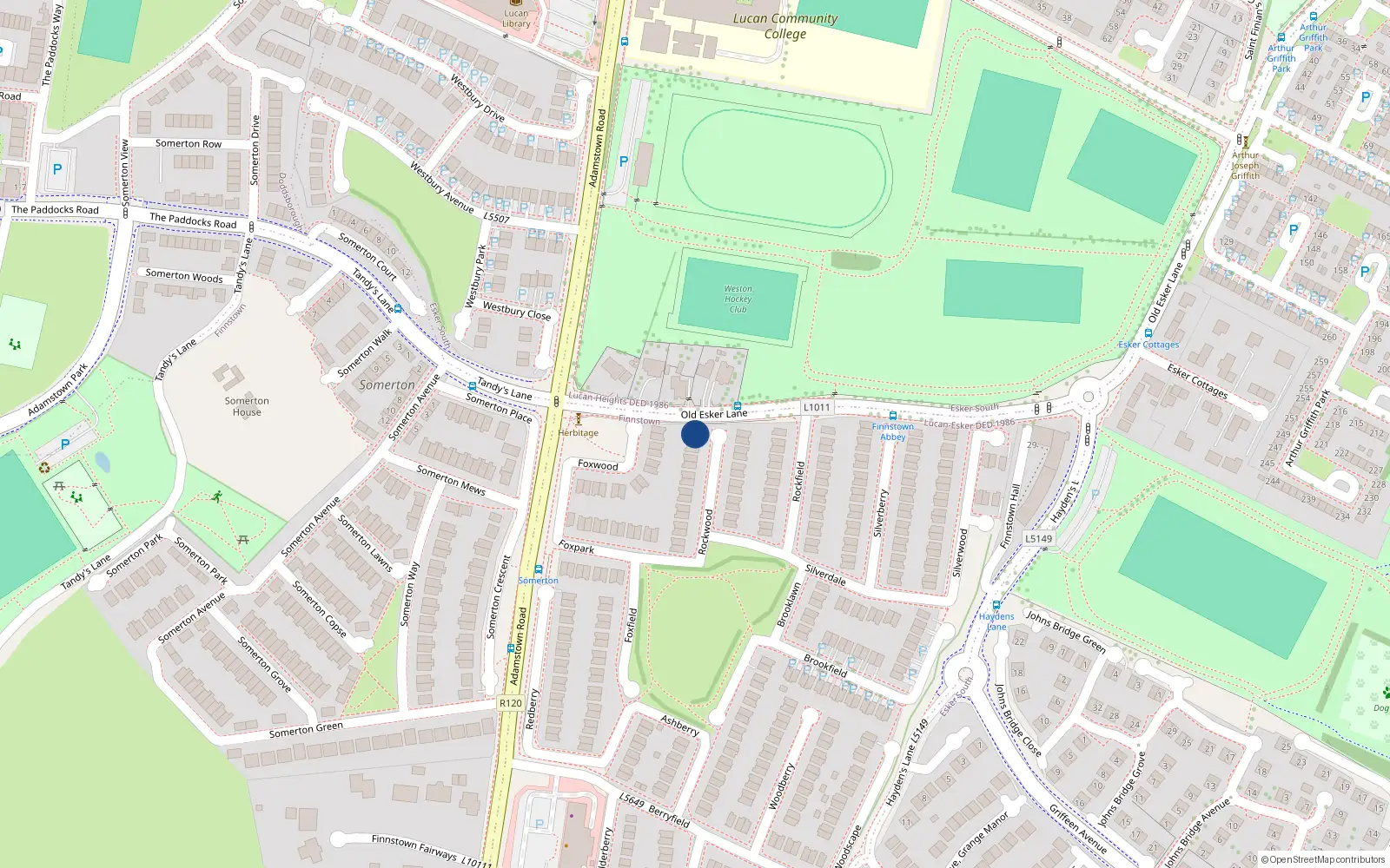 Overhead map showing the location of 29 Rockwood, Lucan