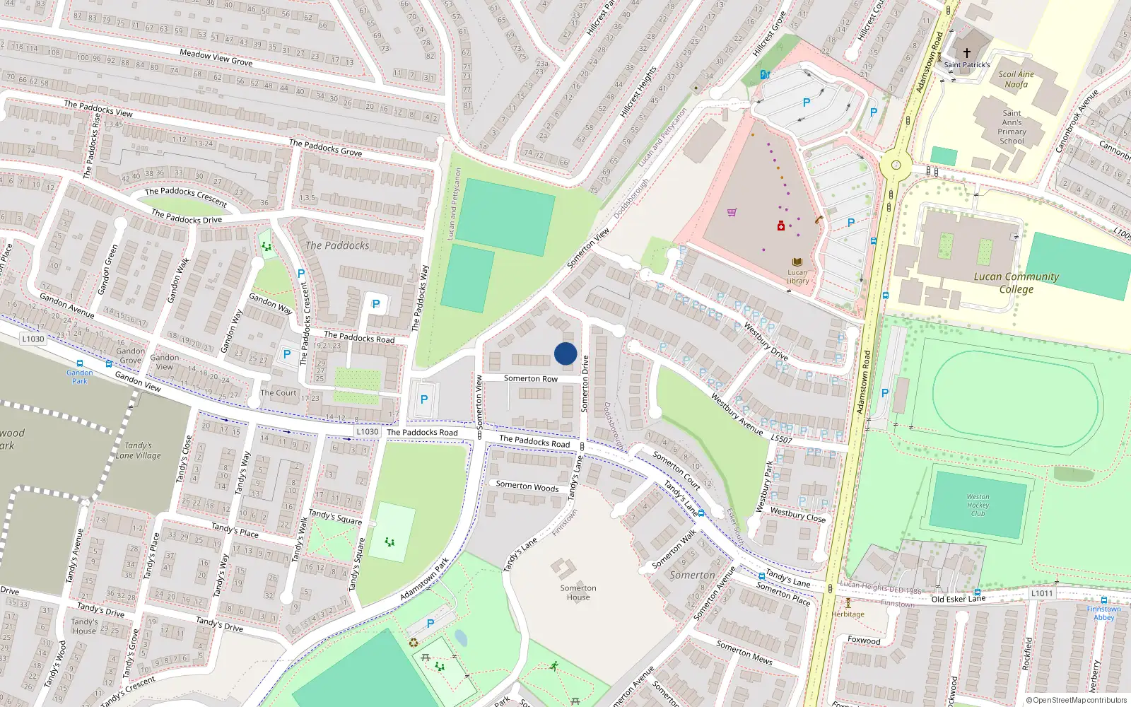 Overhead map showing the location of 29 Somerton Drive, Lucan