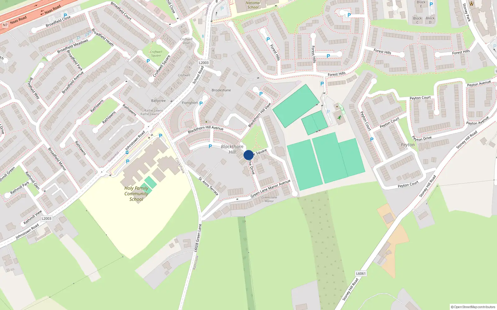 Overhead map showing the location of 29 The Square, Rathcoole