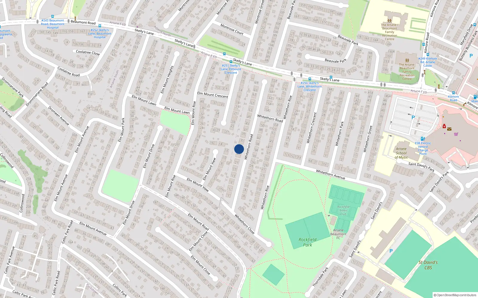 Overhead map showing the location of 29 Whitethorn Road, Dublin 5