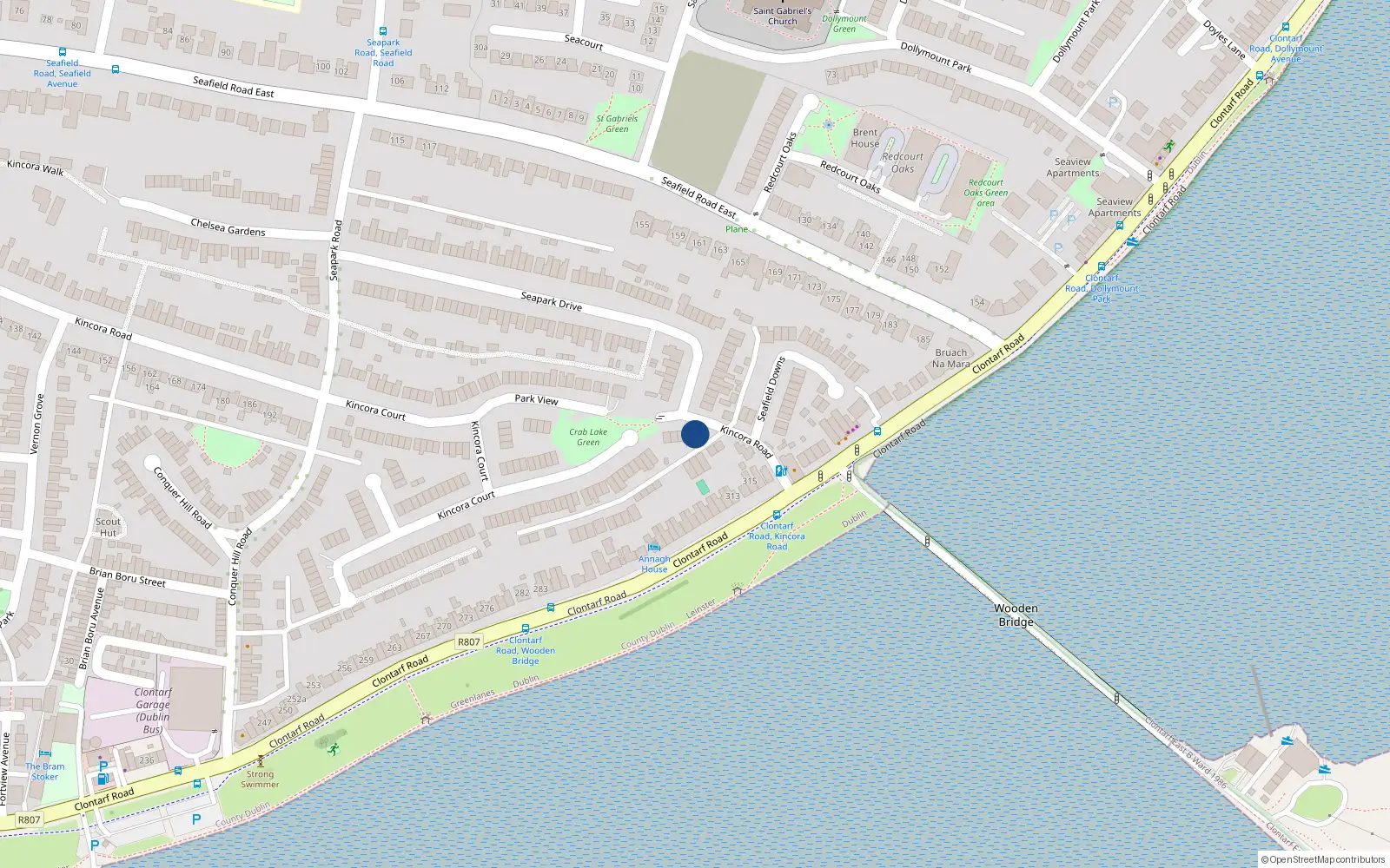 Overhead map showing the location of 290 Kincora Road, Dublin 3