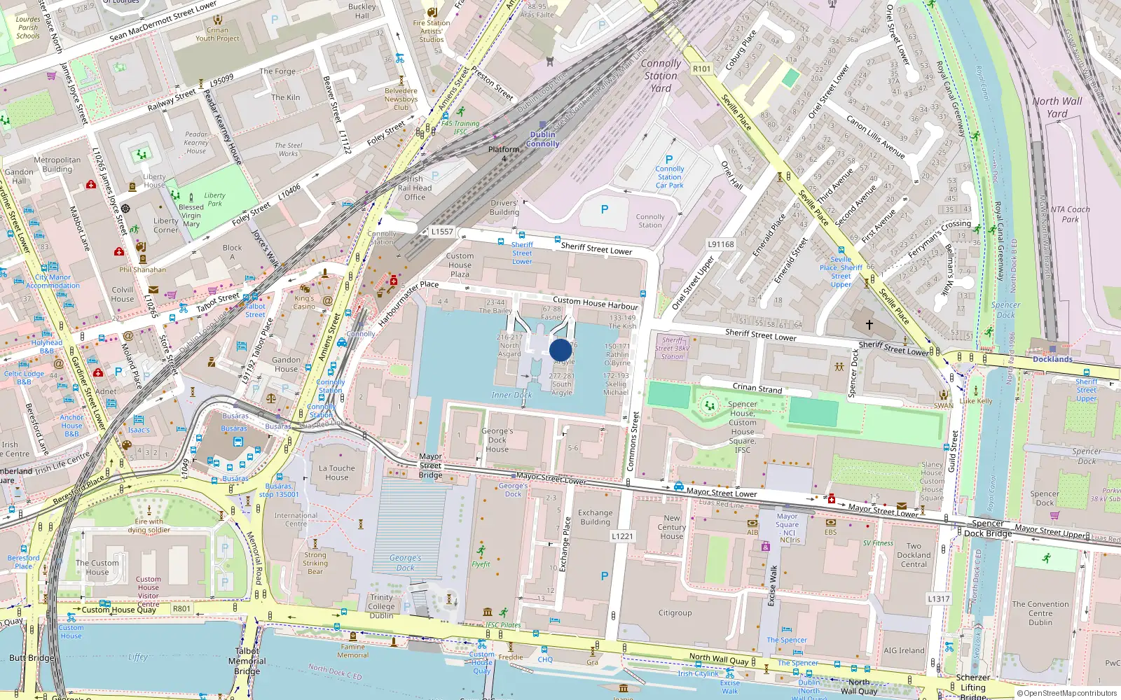 Overhead map showing the location of 294 Custom House Harbour, Ifsc, Dublin 1