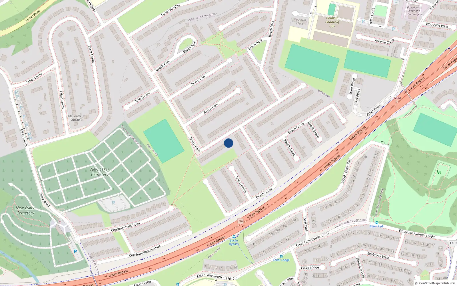 Overhead map showing the location of 297 Beech Park, Lucan, Dublin