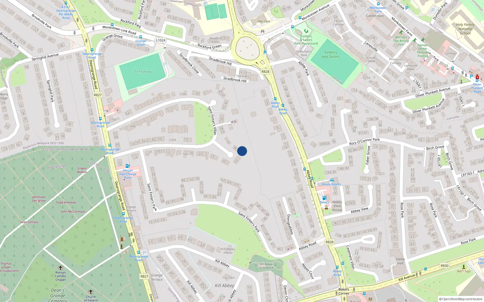 Overhead map showing the location of 29A St Fintans Villas, Deansgrange, Dublin