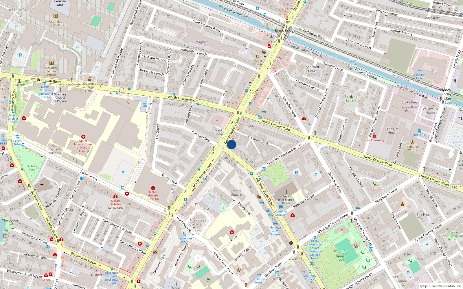 Overhead map showing the location of 29 Dorset Street Lower, Dublin 1