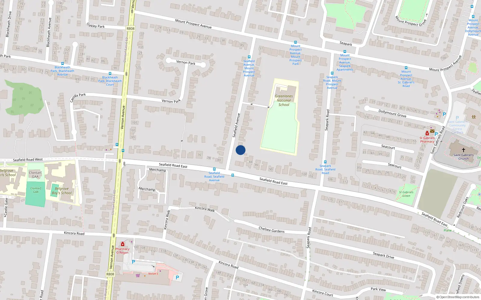 Overhead map showing the location of 2A Seafield Avenue, Dublin 3
