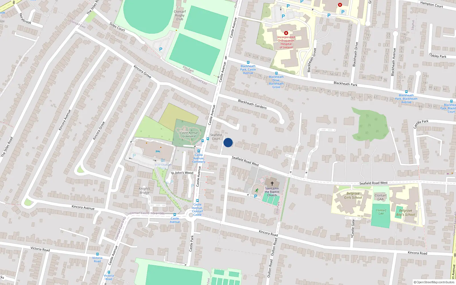 Overhead map showing the location of 2C Seafield Road West, Dublin 3