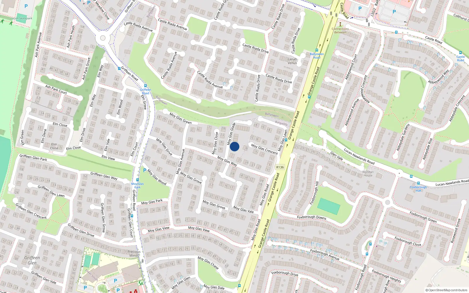 Overhead map showing the location of 3 Moy Glas Glade, Lucan