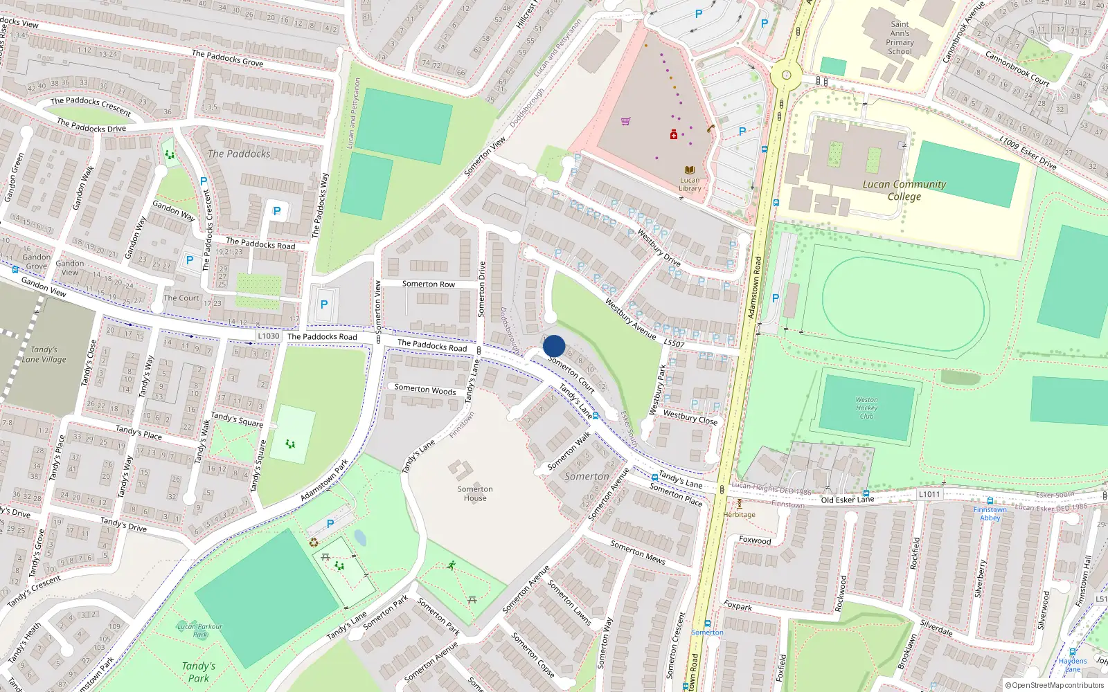 Overhead map showing the location of 3 Somerton Court, Lucan