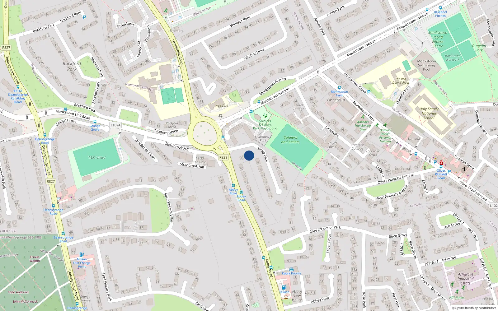 Overhead map showing the location of 3 Abbey Park, Blackrock, Dublin