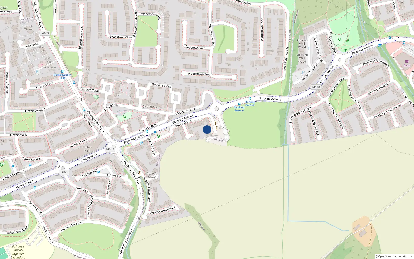 Overhead map showing the location of 3 Abbots Grove Avenue, Dublin 16