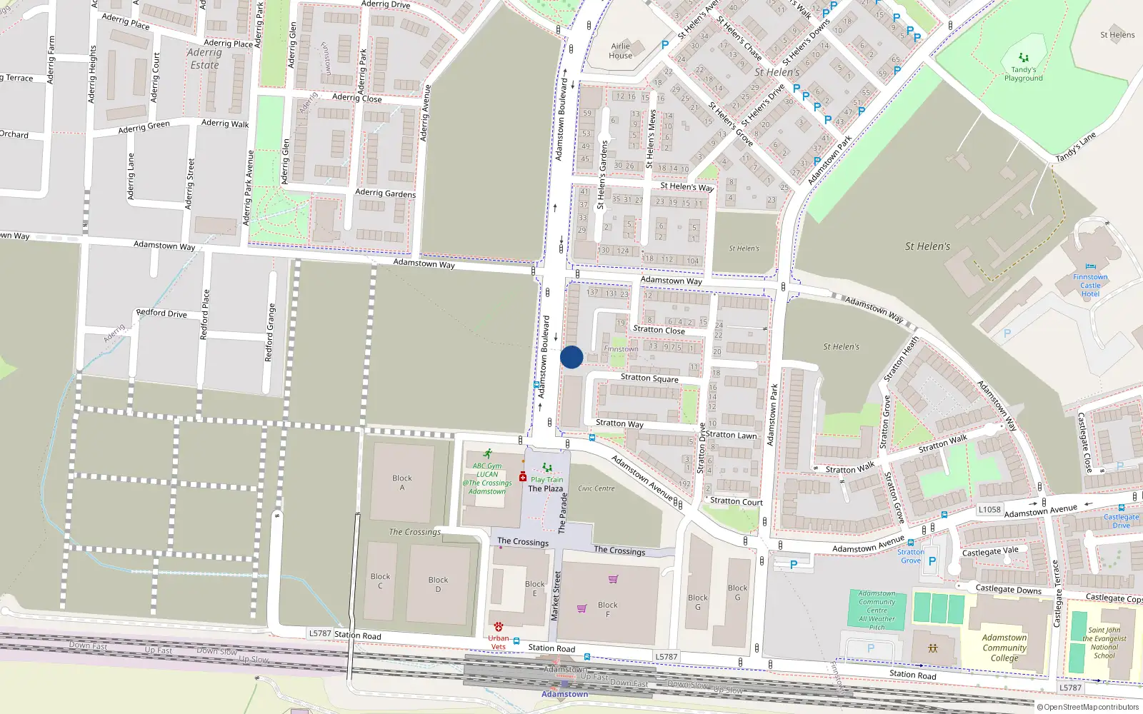 Overhead map showing the location of 3 Adamstown Boulevard, Lucan